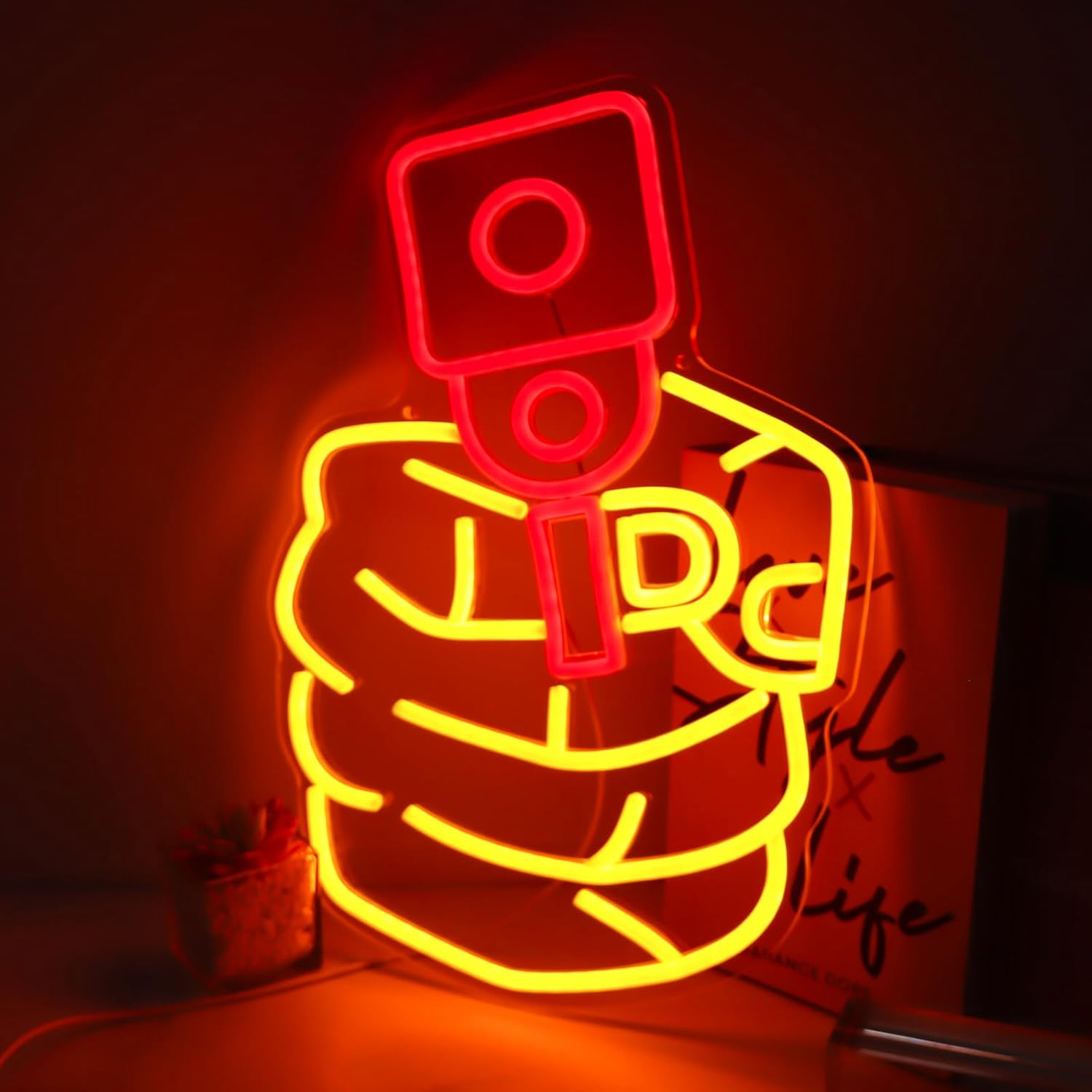 Home Decor Nearby - Neonowy znak Mic Fist, dekoracja ścienna,