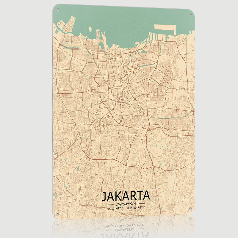 Home Decor Jakarta - Mapa Dżakarty w stylu vintage, plakat