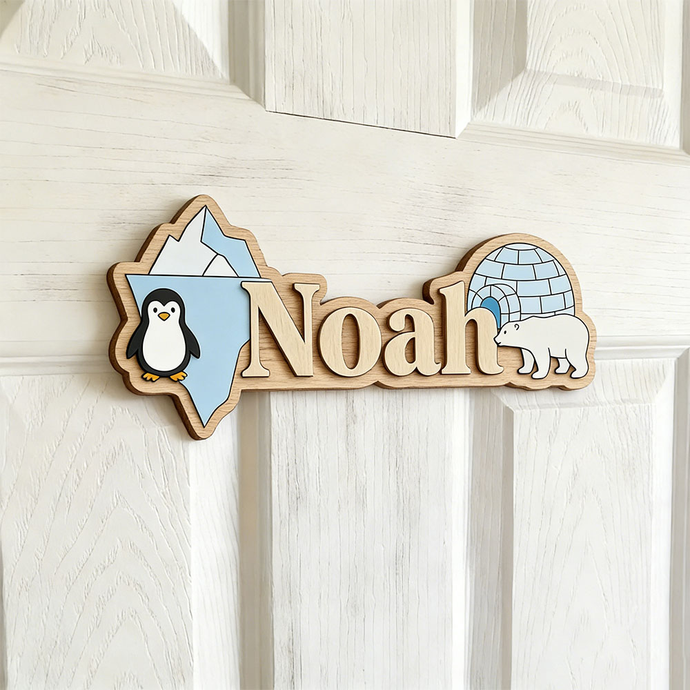 Home Decor Wall Pictures - Tabliczka z imieniem na zamówienie: Pingwin