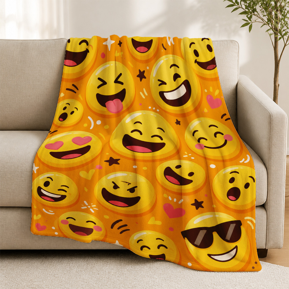 Home Decor Emoji - Koc z wzorem emodzika z uśmiechniętą