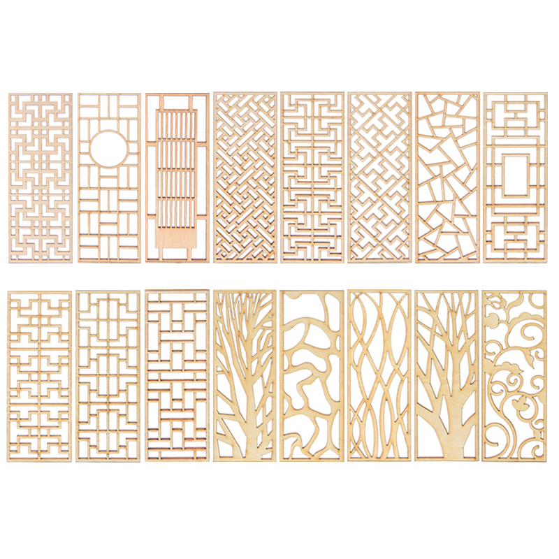 Room Divider Screen - 4 szt. Drewniane Miniaturowe Parawanowe Przegrody