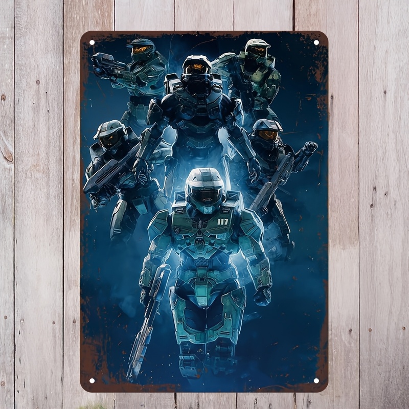 Home Decor Game - Metalowa tablica ścienna inspirowana Halo, żywy