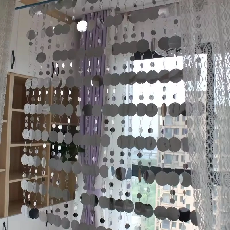 Room Divider Screen - Srebrne cekinowe tła - błyszczące wiszące