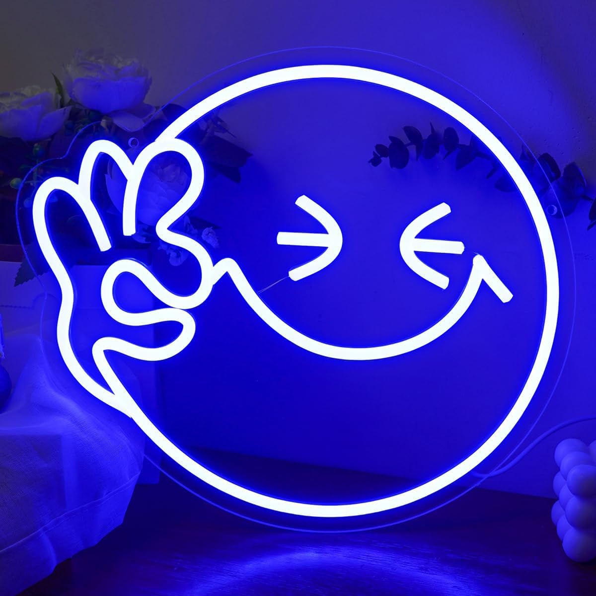 Home Decor Emoji - Emoji Uśmiech OK Neonowy Znak USB