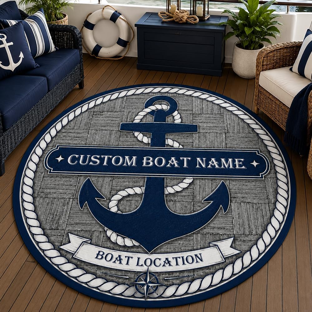 Home Decor Location - Dywanik wejściowy z motywem kotwicy, personalizowany,