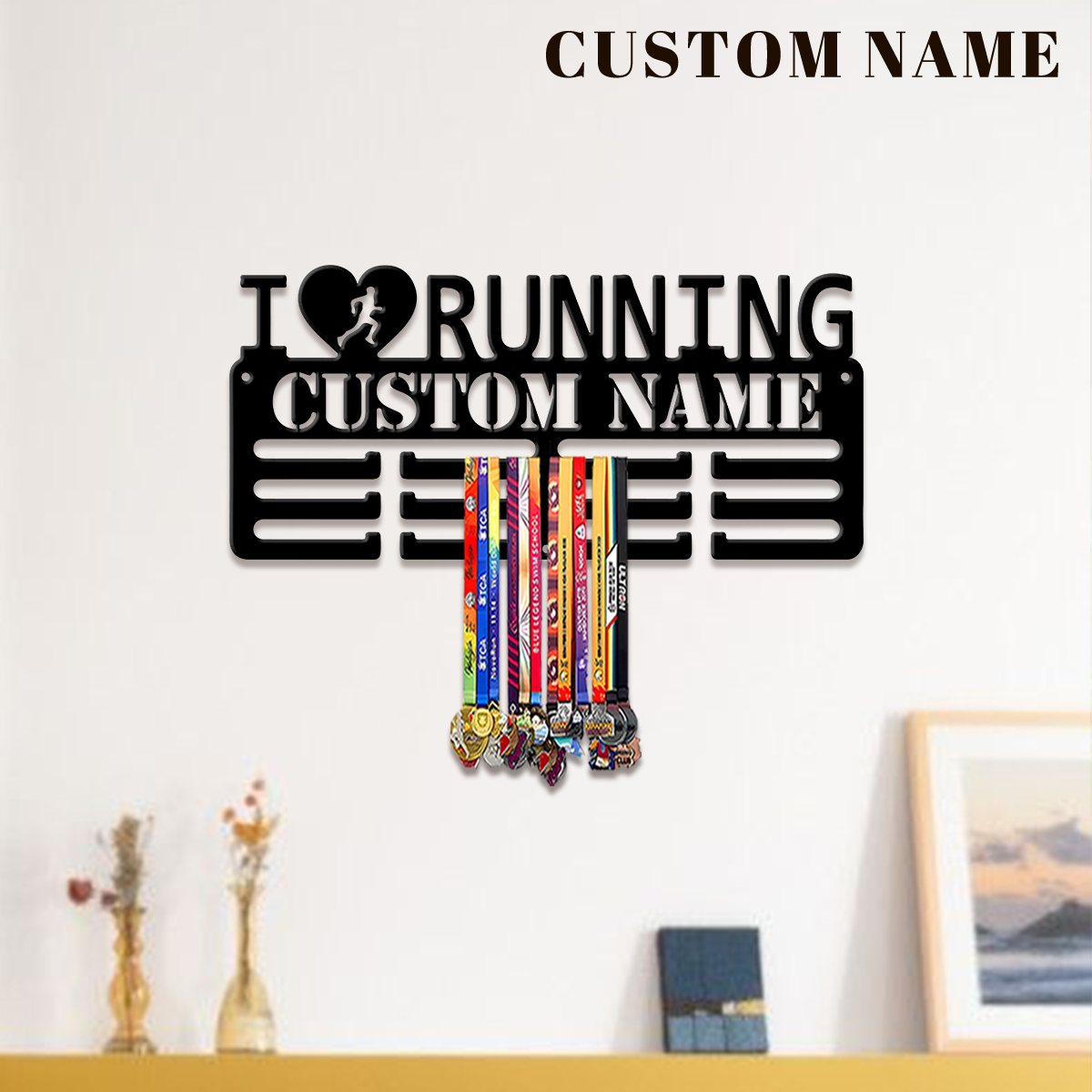 Home Decor For Wedding - Personalizowany metalowy stojak na medale z