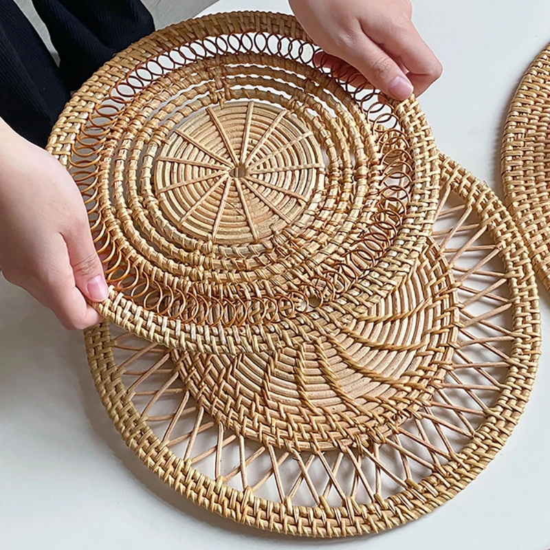 Okrągła wiklinowa taca, rattan – Rattan Plant Basket recenzja i cena