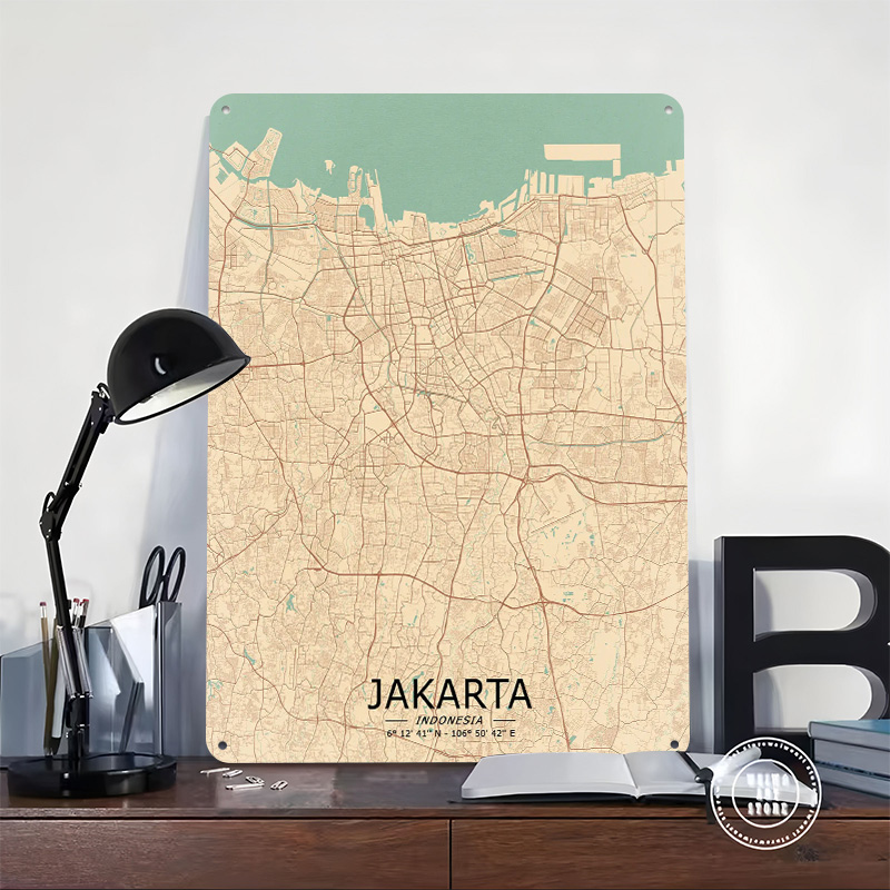 Mapa Dżakarty w stylu vintage, – Home Decor Jakarta recenzja i cena