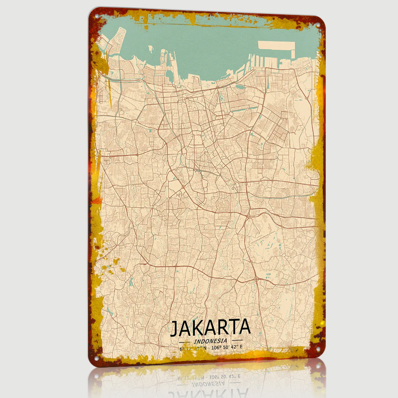 Mapa Dżakarty w stylu vintage, – Home Decor Jakarta recenzja i cena