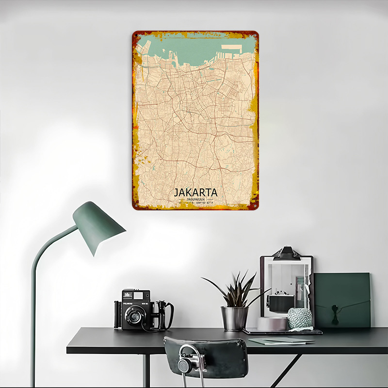 Mapa Dżakarty w stylu vintage, – Home Decor Jakarta recenzja i cena
