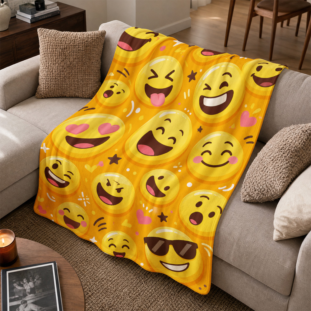 Koc z wzorem emodzika z uśmiec – Home Decor Emoji recenzja i cena