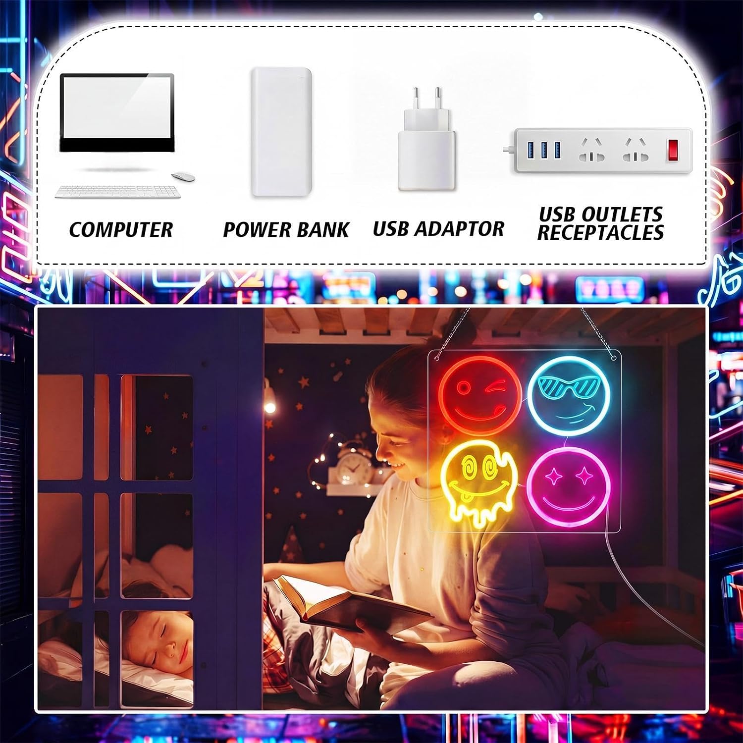 Uroczy neonowy znak LED z uśmi – Home Decor Emoji recenzja i cena