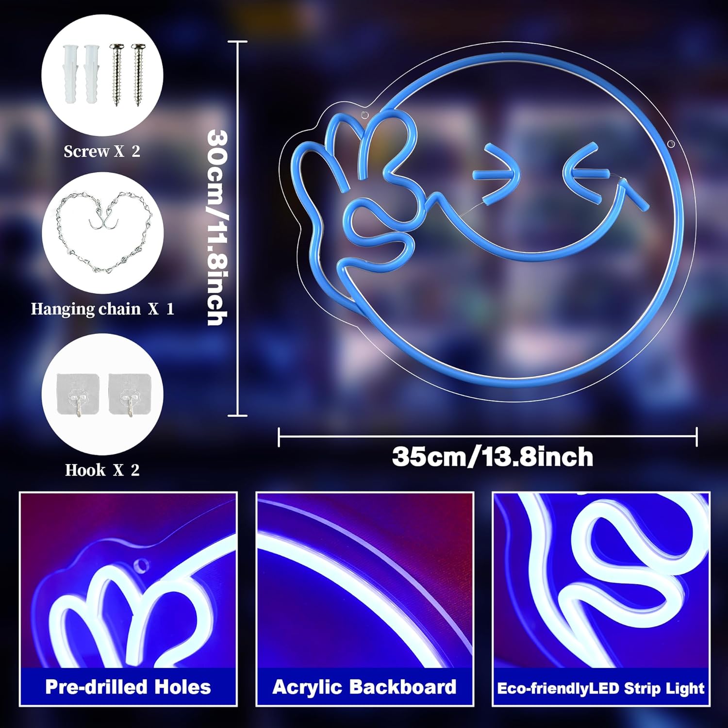 Emoji Uśmiech OK Neonowy Znak  – Home Decor Emoji recenzja i cena